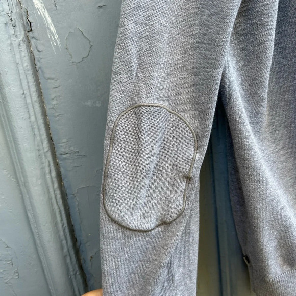 Okaidi Grey Cotton Elbow Patch Cardigan Sweater, size 14 - Picture 10 of 12